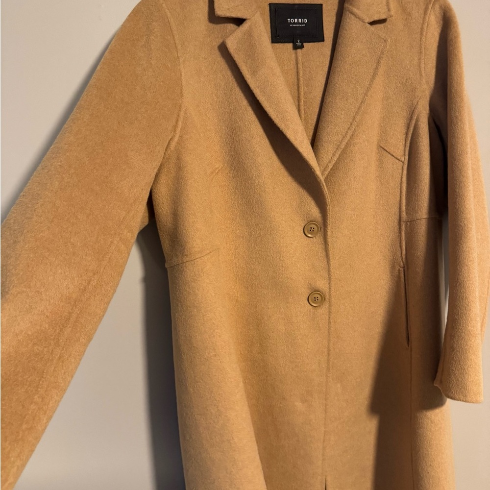 Taupe Woolen Button Front Duster Coat - image 7